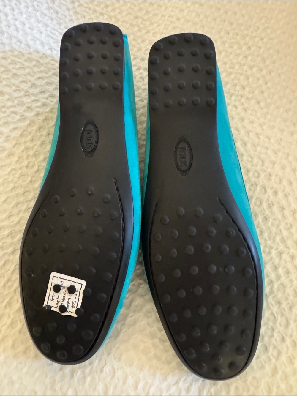 TOD'S Teal Suede Moccasin Driving Loafers - Picture 7 of 7